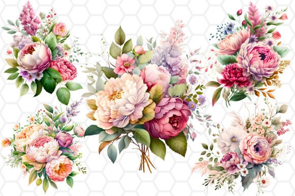 Download Watercolor Flower Bouquet Clipart Bundle - Flower Collection