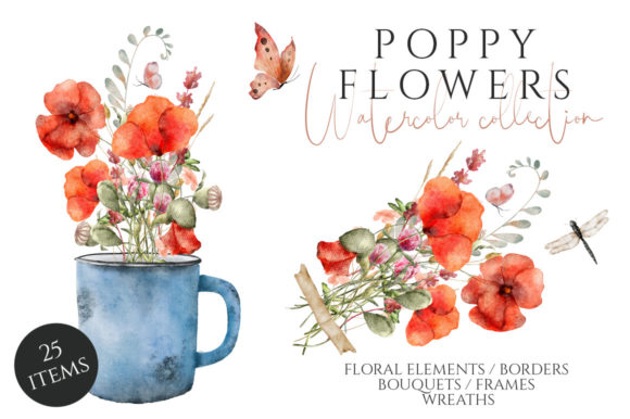 Download Poppy Flowers Watercolor Set - Flower Collection