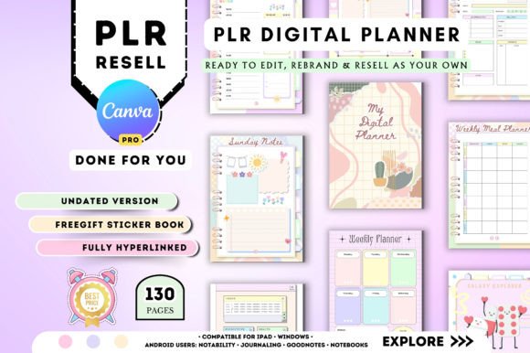 Download PLR Canva Undated Digital Planner - Premium Resources