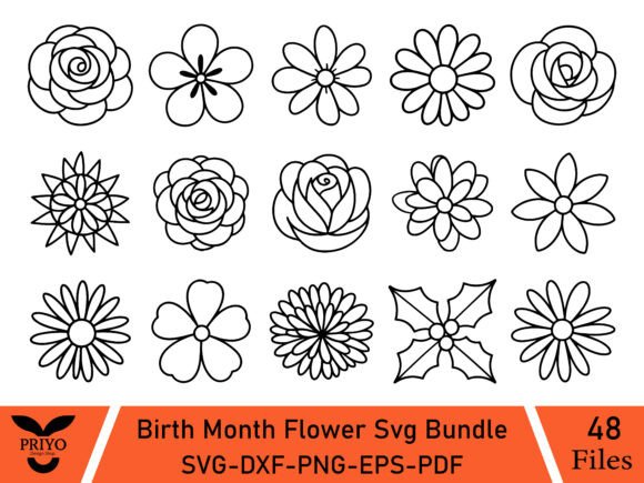 Download Birth Month Flower Svg Bundle - Flower Collection