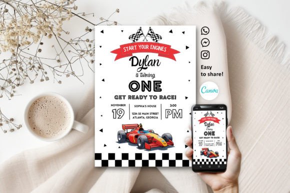Download Racing Car Birthday Invitation Template - Day Collection