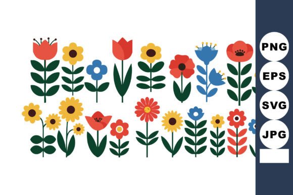 Download Colorful Spring Flowers Vector Illustrat - Flower Collection