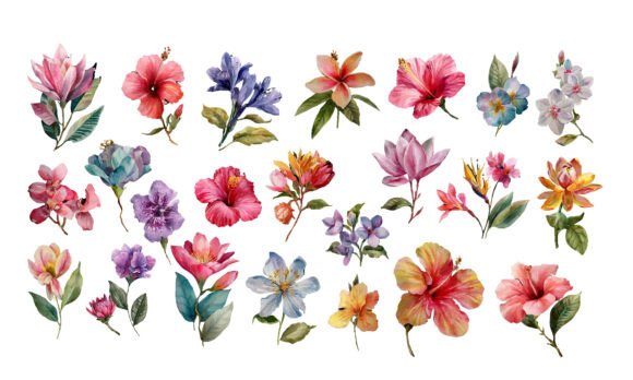 Download Watercolor Flower Illustrations Set - Flower Collection
