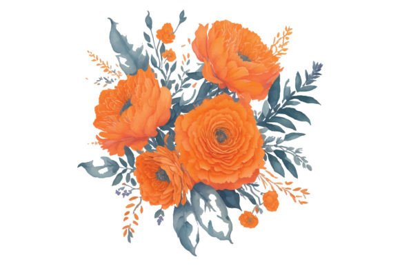 Download Watercolor Orange Flower - Flower Collection