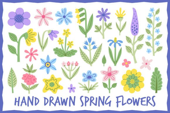 Download Hand Drawn Spring Flowers PNG Clipart - Flower Collection