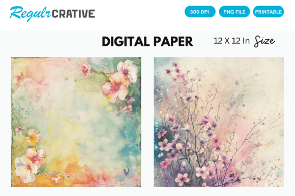 Download Watercolor Pastel Floral Digital Paper - Digital Collection