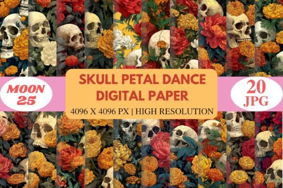 Download Skull Petal Dance Digital Paper - Digital Collection