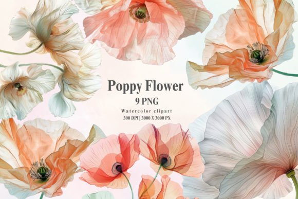 Download Watercolor Abstract Poppy Flower Clipart - Flower Collection