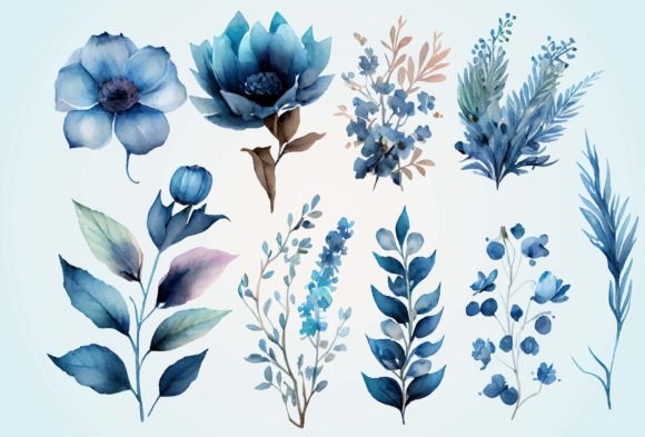 Download Blue Watercolor Flower Clipart - Flower Collection
