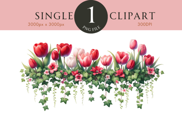 Download Red Tulips Flower Border Clipart - Flower Collection
