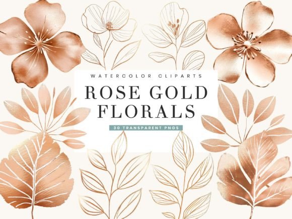 Download Rose Gold Foil Textured Flower Leaves - Flower Collection