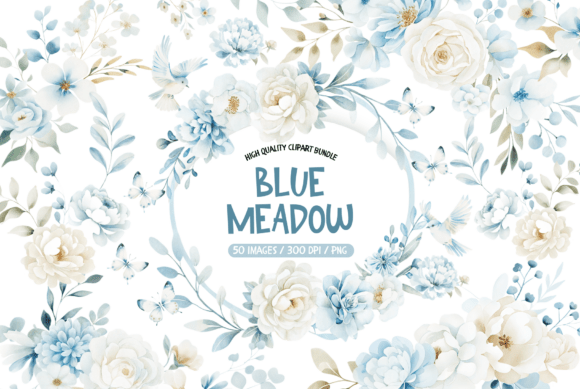 Download Blue Meadow Wildflower Clipart Set - Flower Collection
