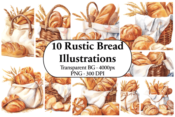 Download Artisan Bread Clip Art Watercolor Set - Clip art watercolor Collection