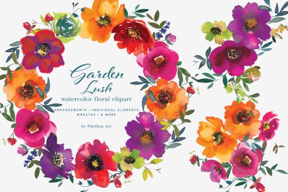 Download Watercolor Colorful Floral Clipart Set - Floral clipart set Collection