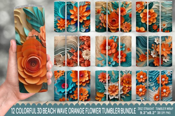 Download Beach Wave Orange Flower Tumbler Bundle - Flower Collection