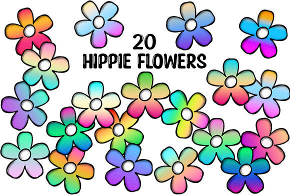 Download 20 Hippy Flower Power Florals - Flower Collection