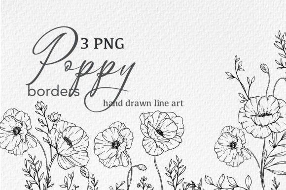 Download Poppy Flowers LINE ART. Poppy CLIPART - Flower Collection