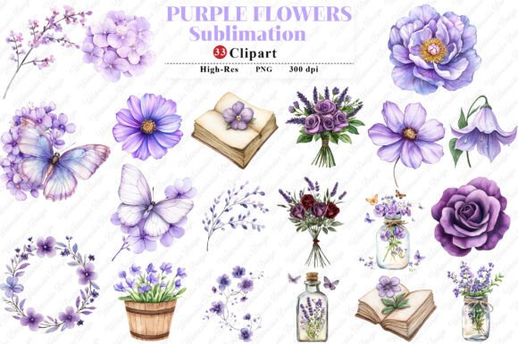 Download Purple Flowers Watercolor Flower Clipart - Flower Collection