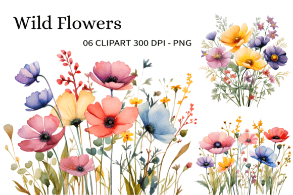 Download Wild Flowers Watercolor Clipart PNG - Flower Collection