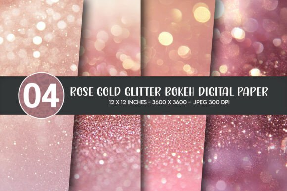 Download Rose Gold Glitter Bokeh Digital Paper - Digital Collection