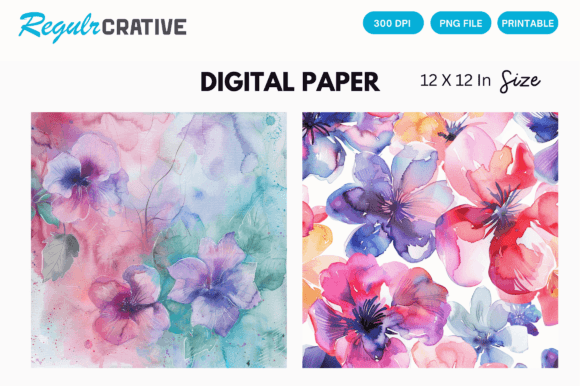 Download Watercolor Pastel Floral Digital Paper - Digital Collection