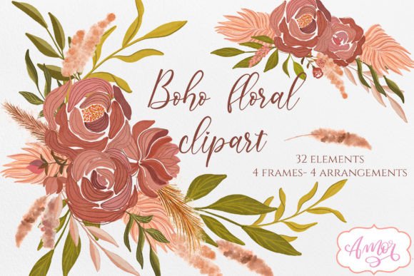 Download Boho Fall Floral Clipart Set - Floral clipart set Collection