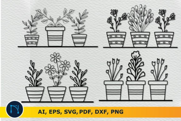 Download Potted Flowers SVG Bundle - Flower Collection