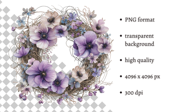 Download Beautiful Spring Purple Flower Wreath - Flower Collection
