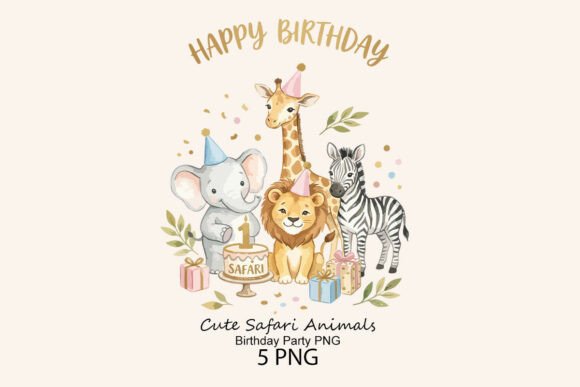 Download Cute Safari Animals Birthday Party PNG - Day Collection