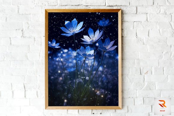 Download Whimsical Blue Wildflowers Wall Art - Flower Collection