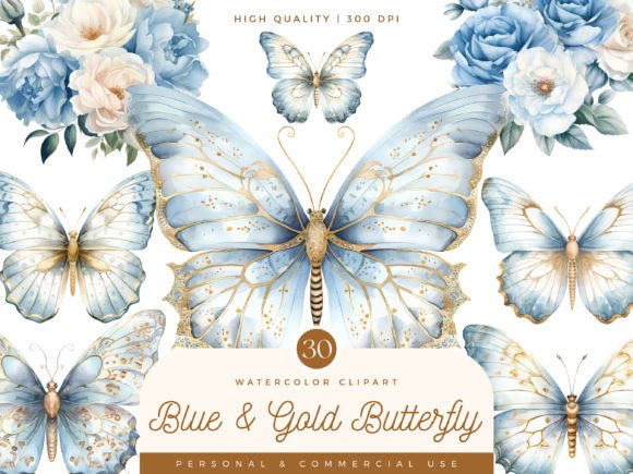 Download Blue and Gold Butterfly Flower Bouquet - Flower Collection
