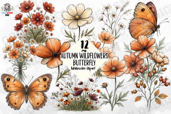 Download Autumn Wildflowers Butterfly PNG - Flower Collection