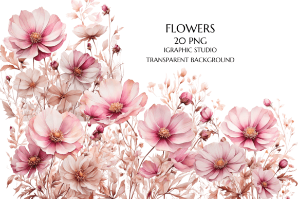 Download Rose Gold and Pink Wildflowers PNG - Flower Collection