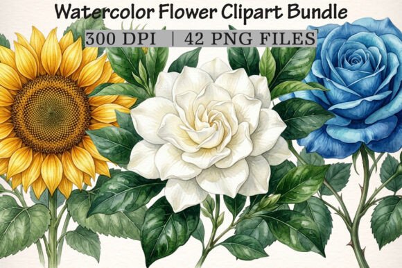 Download Watercolor Flower Clipart Bundle - Flower Collection