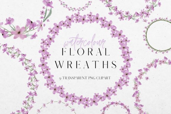 Download Purple Watercolour Flower Wreath Clipart - Flower Collection