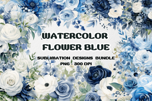 Download Watercolor Blue Flower Bouquet Clipart - Flower Collection