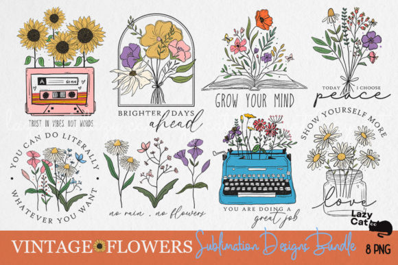 Download Vintage Flowers Sublimation Bundle - Flower Collection