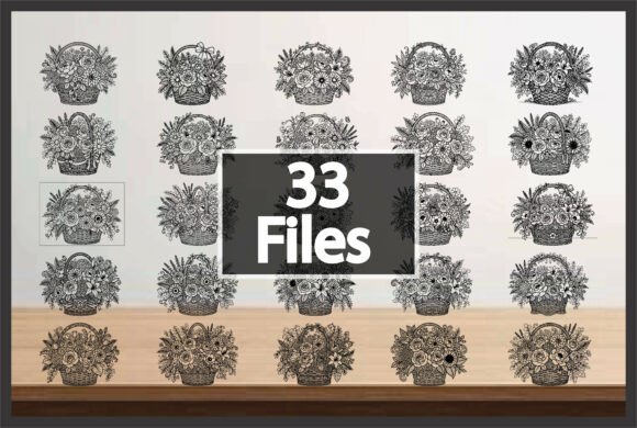 Download Vintage Flower Basket Clipart Set - Flower Collection